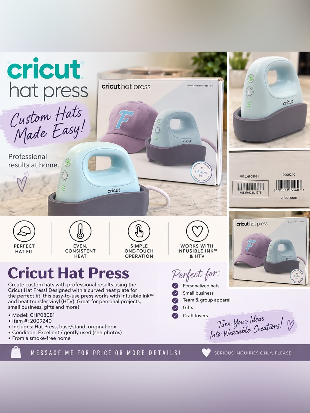 Brand New never used Cricut Hat Press